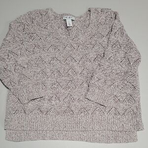 White House Black Market V-Neck Sweater - Cream With Brown And Sparkle